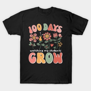 100 Days Growing Boho Flowers Teacher 100th Day of School T-Shirt